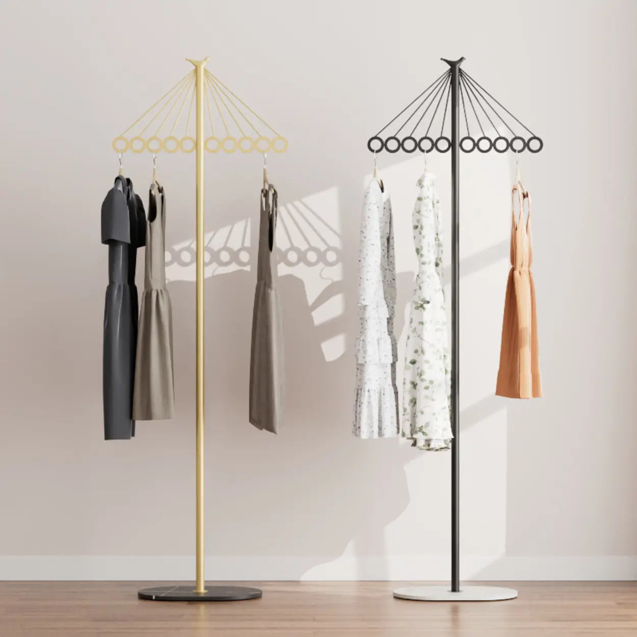 Multi-Color Tall Alloy Freestanding Coat Rack — Black-White