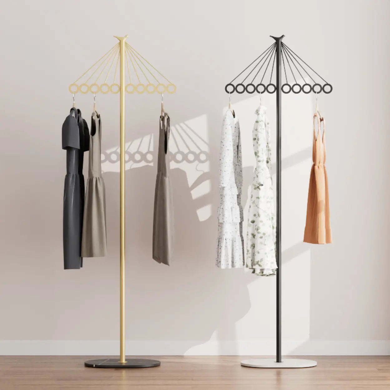 Multi-Color Tall Alloy Freestanding Coat Rack — Black-White