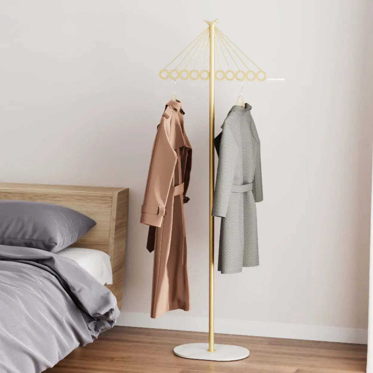 Multi-Color Tall Alloy Freestanding Coat Rack — White