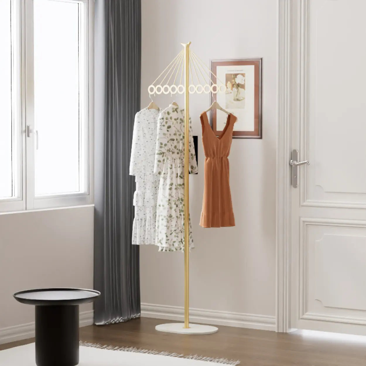 Multi-Color Tall Alloy Freestanding Coat Rack — White-Black