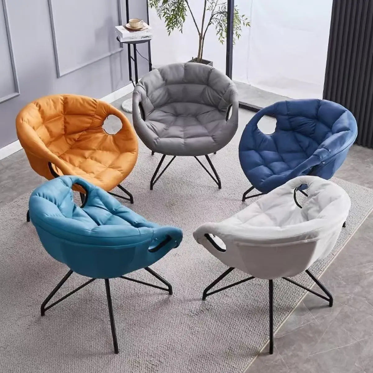 Multi-Color Tech Cloth Biscuit Back Barrel Chair