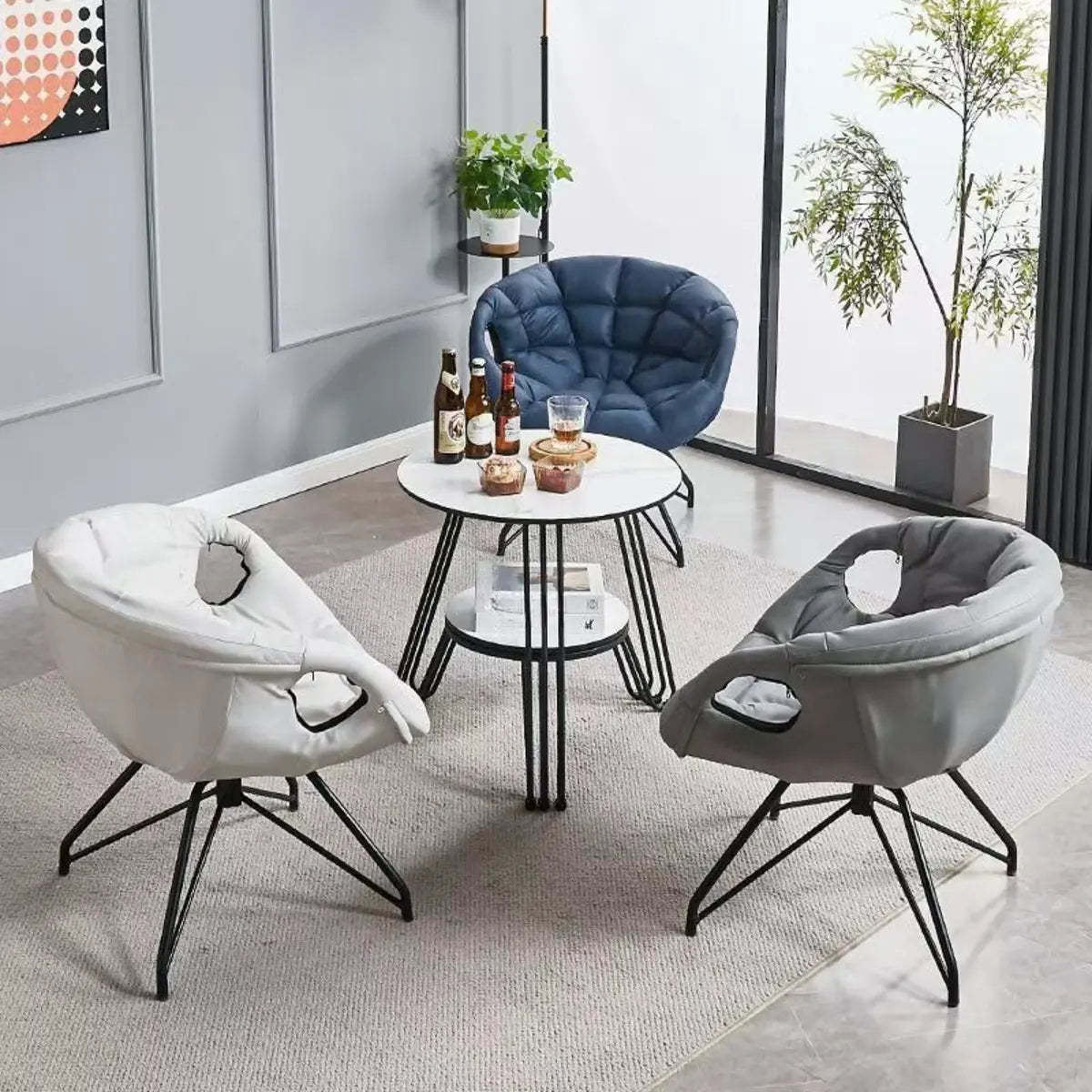 Multi-Color Tech Cloth Biscuit Back Barrel Chair