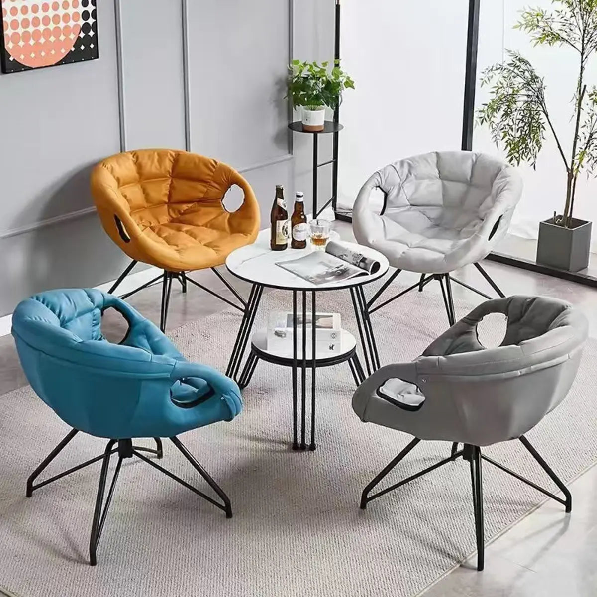 Multi-Color Tech Cloth Biscuit Back Barrel Chair