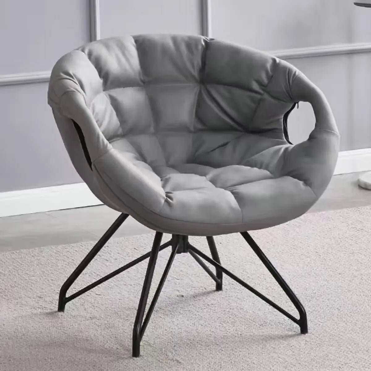 Multi-Color Tech Cloth Biscuit Back Barrel Chair — Light Gray / Tech Cloth