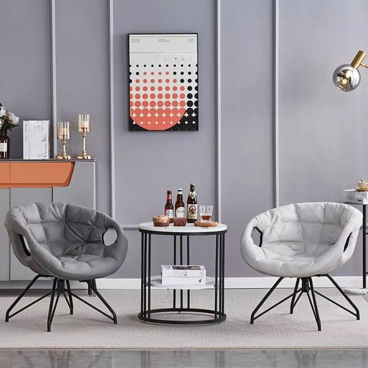 Multi-Color Tech Cloth Biscuit Back Barrel Chair