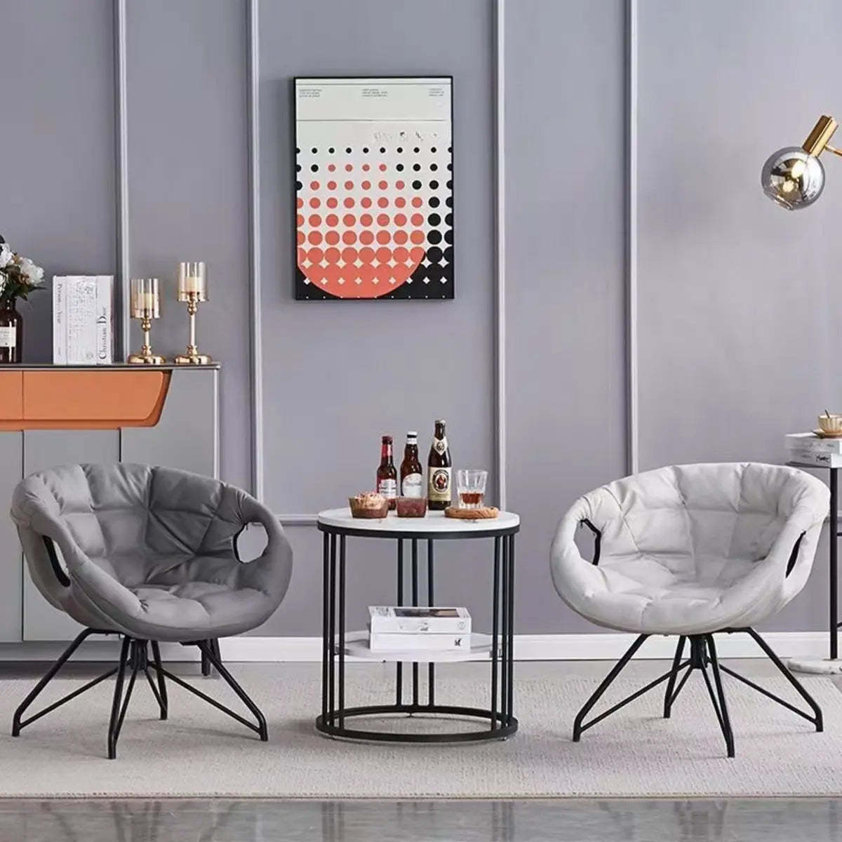 Multi-Color Tech Cloth Biscuit Back Barrel Chair
