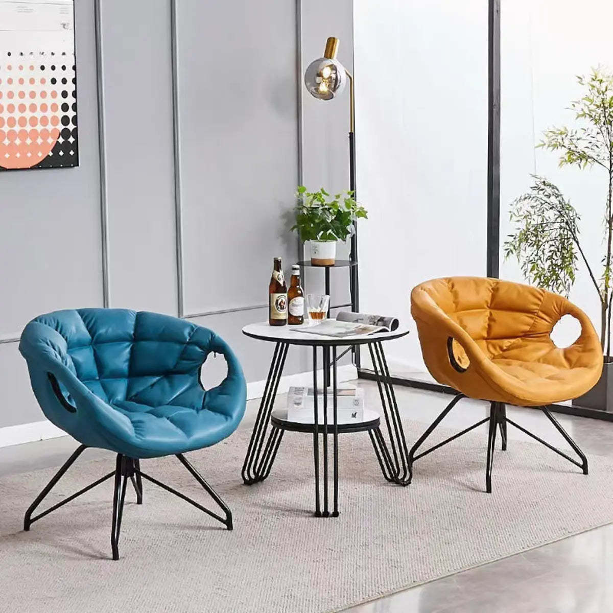 Multi-Color Tech Cloth Biscuit Back Barrel Chair