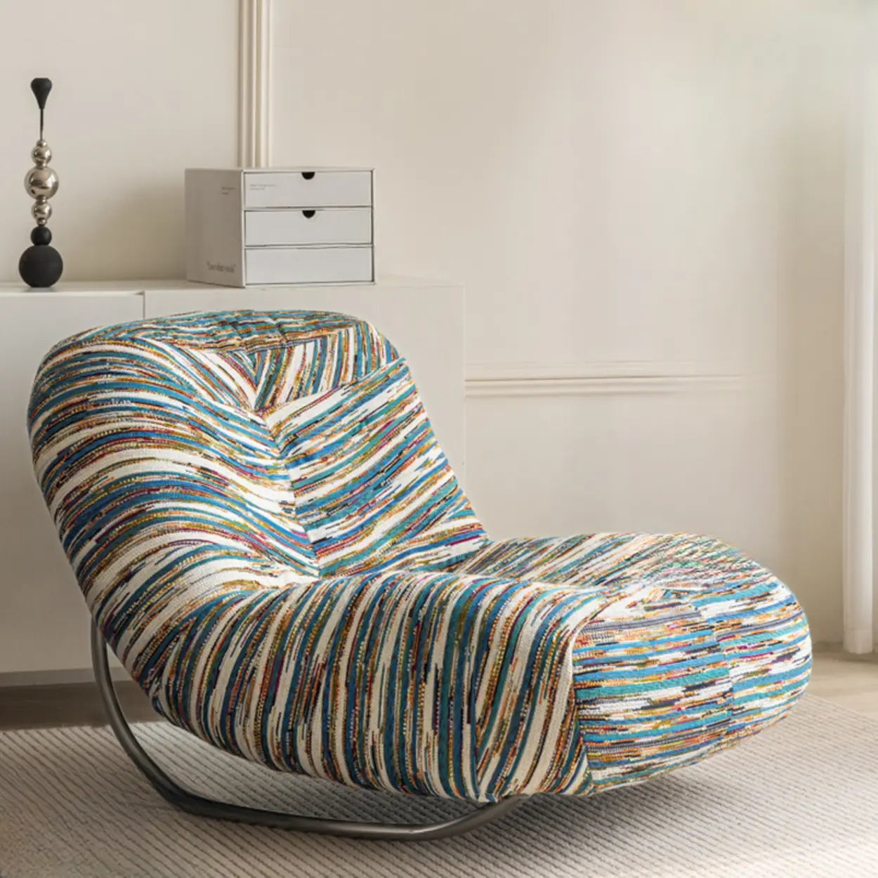 Multi-Color Silver Metal Leg Rocking Chair