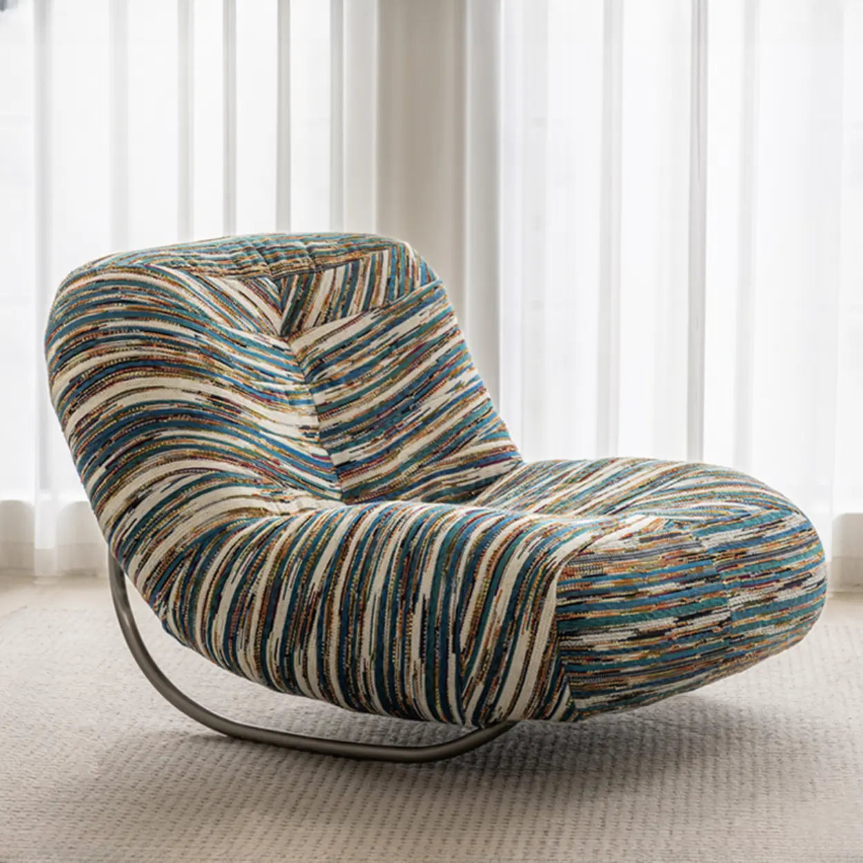 Multi-Color Silver Metal Leg Rocking Chair — White