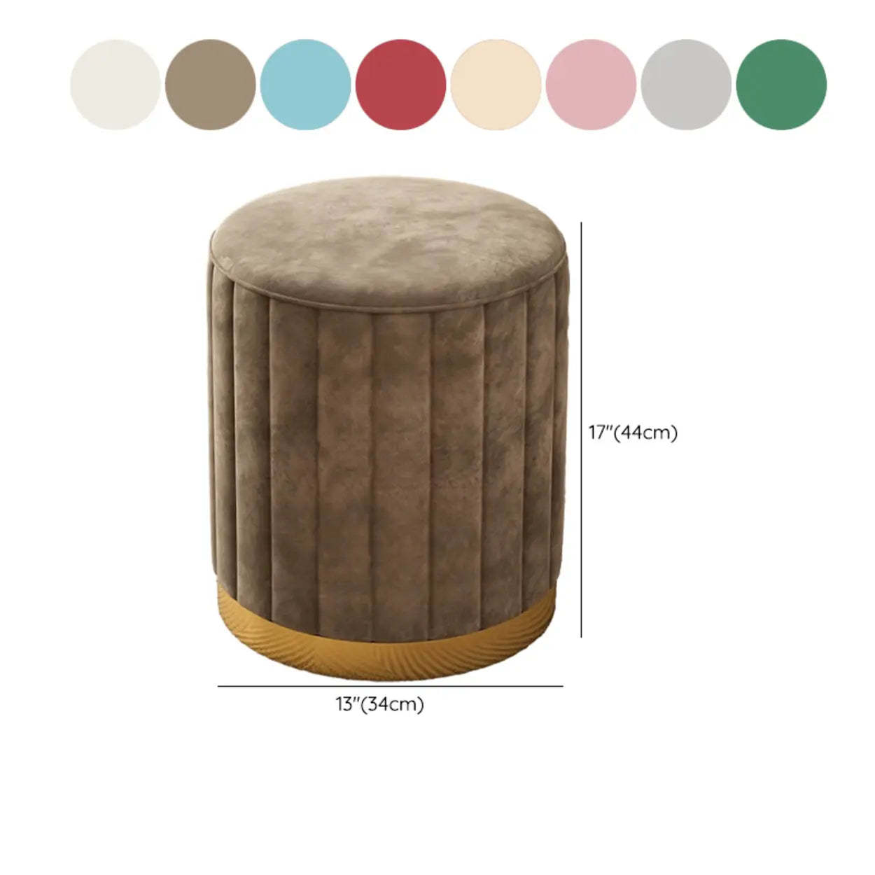 Multi-Color Velvet Drum Upholstered Metal Vanity Stool