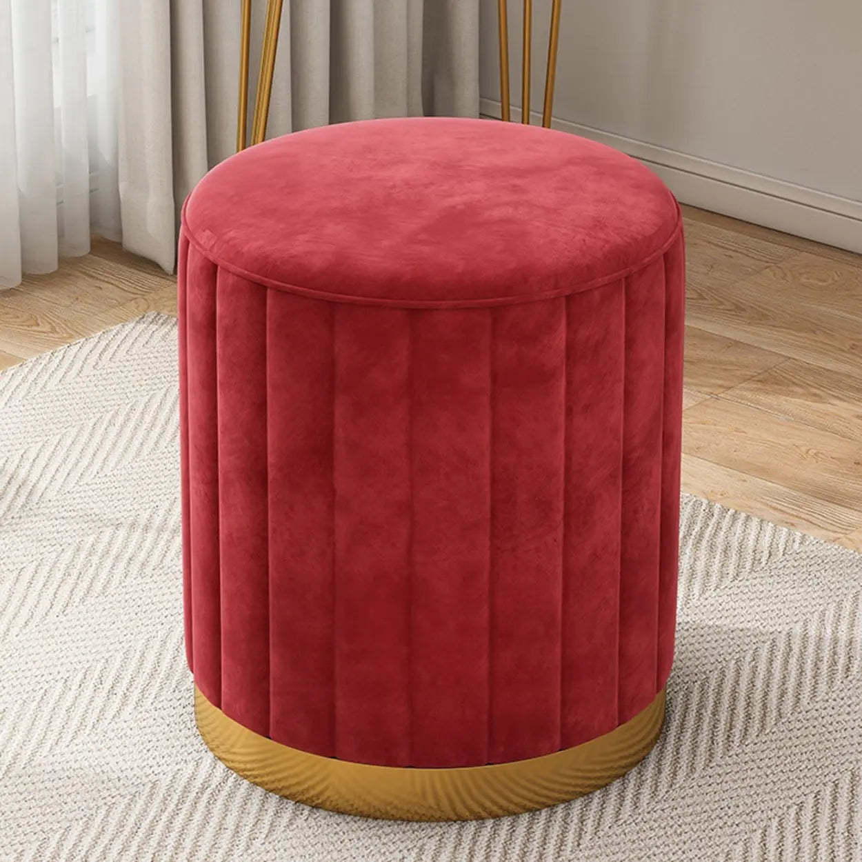 Modern vanity upholstered gray metal end & side tables, Lighom — Stool Only