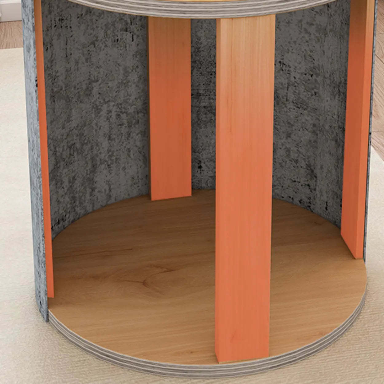Multi-Color Velvet Drum Upholstered Metal Vanity Stool — Beige / Storage