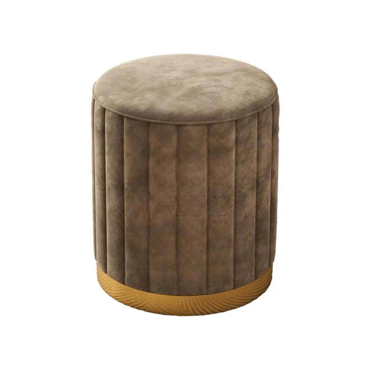 Multi-Color Velvet Drum Upholstered Metal Vanity Stool — Blue / Storage Not Included