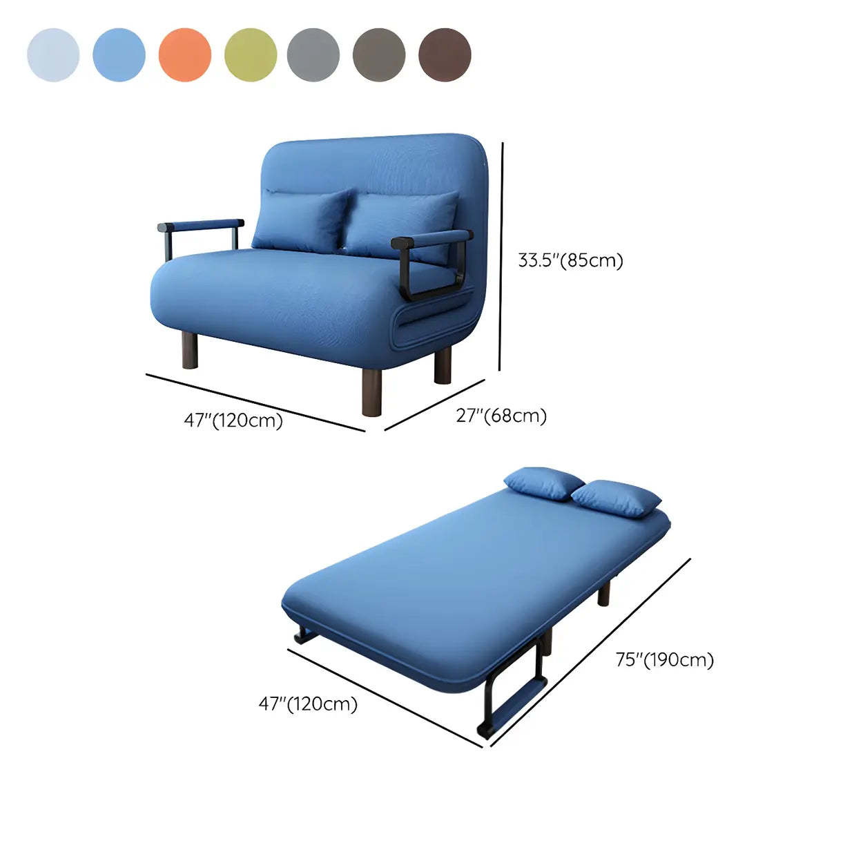 Multi-Function Modular Linen Sleeper Sofa — Dark Blue