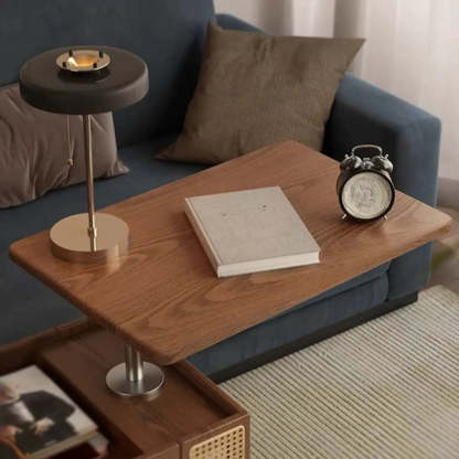 Wood Swivel Side Table with Wheels