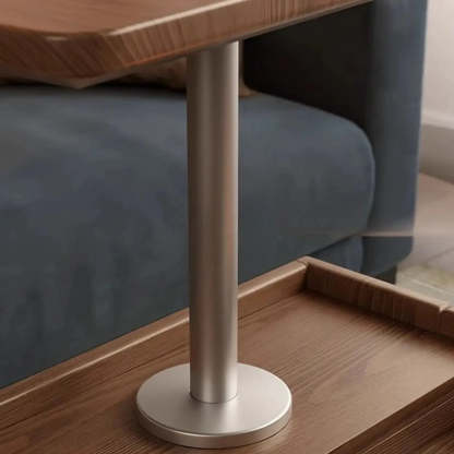 Wood Swivel Side Table with Wheels
