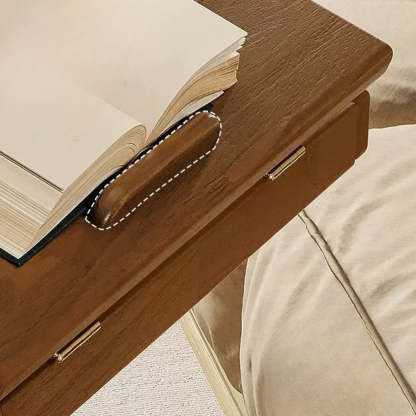 Multi-Tier Brown Wood Side Table with Wheels