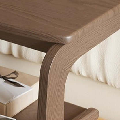 Multi-Tier Brown Wood Side Table with Wheels
