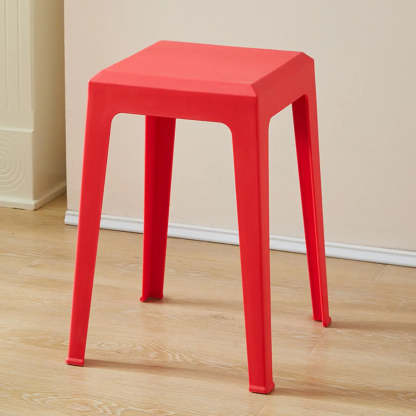 Multicolor Minimalist Square Plastic Backless Stool — Camel / Cushion Not Included