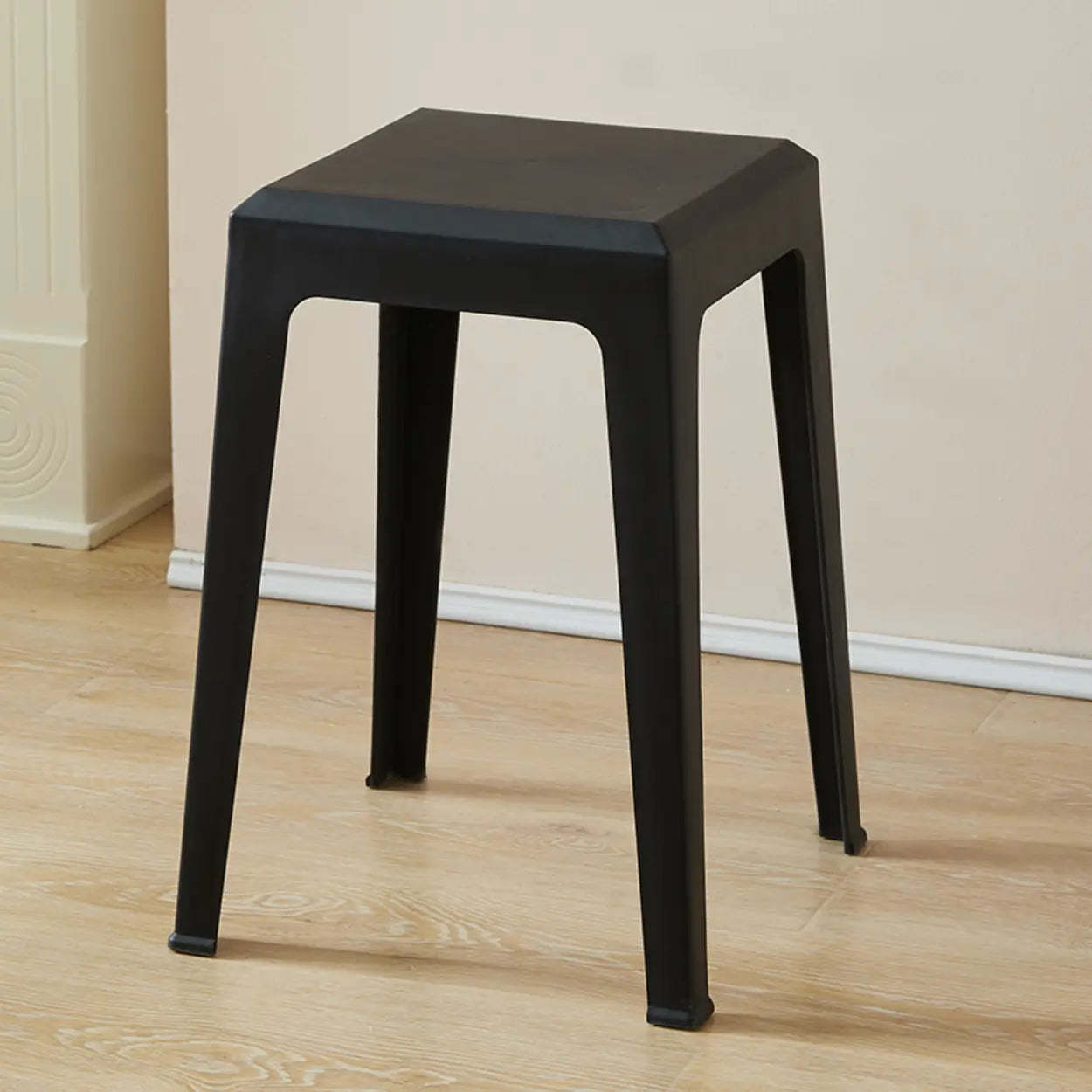 Multicolor Minimalist Square Plastic Backless Stool — Dark Brown / Cushion Included
