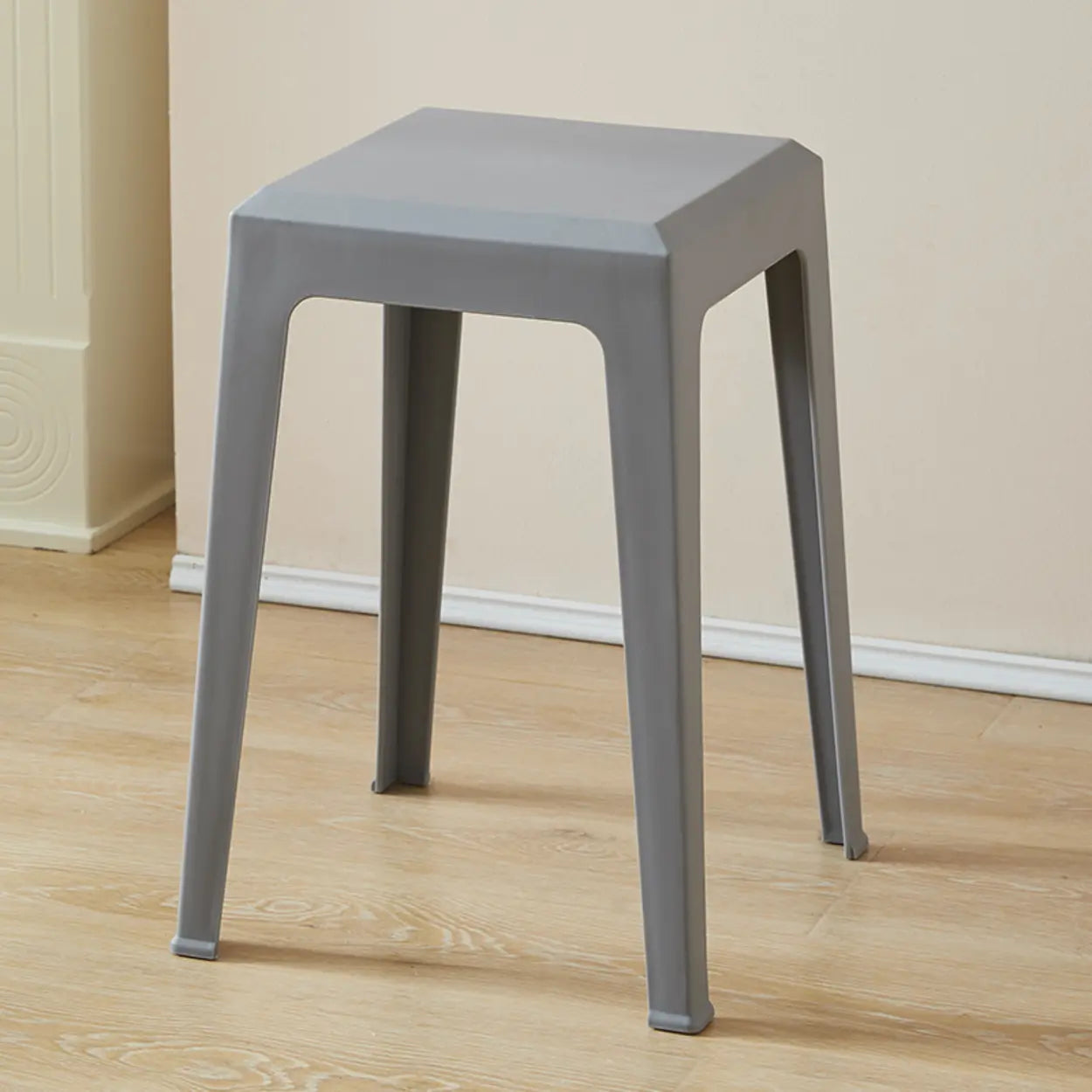 Multicolor Minimalist Square Plastic Backless Stool — Light Blue / Cushion Not Included