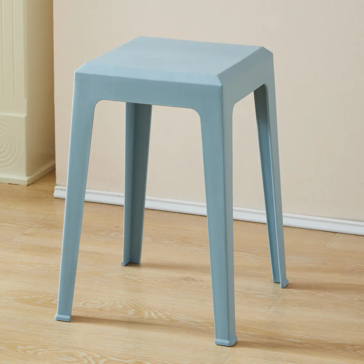 Multicolor Minimalist Square Plastic Backless Stool — Light Gray / Cushion Not Included