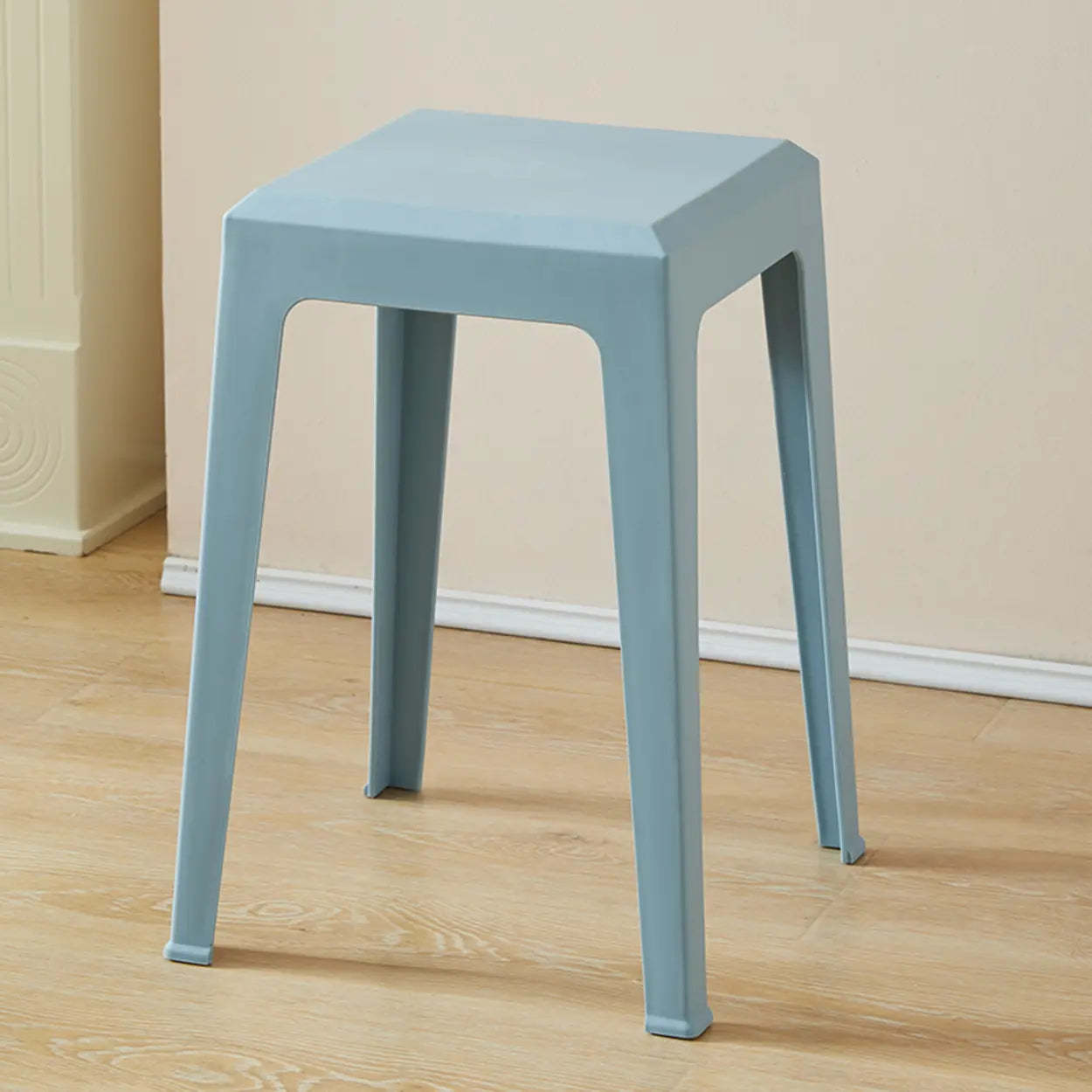 Multicolor Minimalist Square Plastic Backless Stool — Light Gray / Cushion Not Included