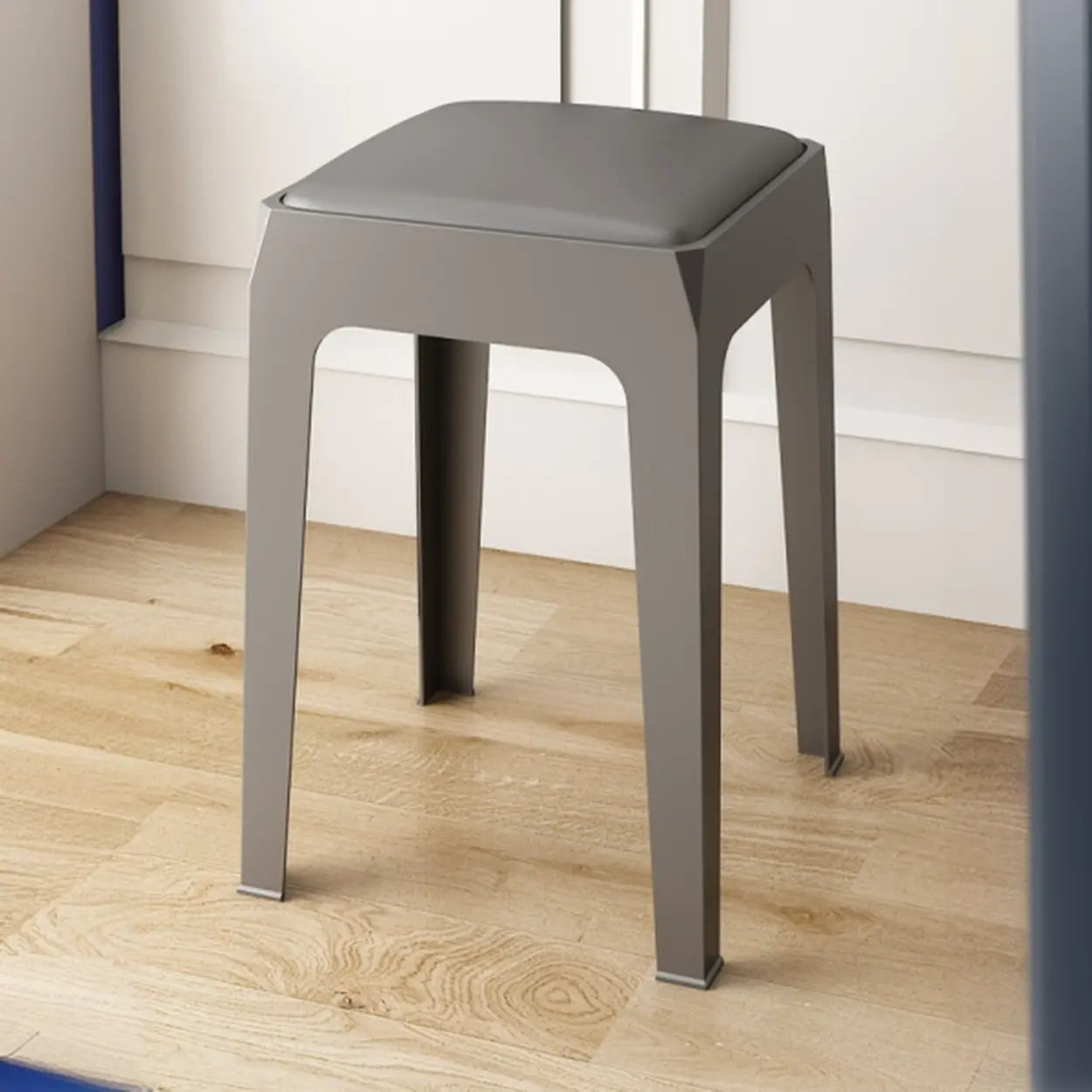 Multicolor Minimalist Square Plastic Backless Stool — Orange / Cushion Included