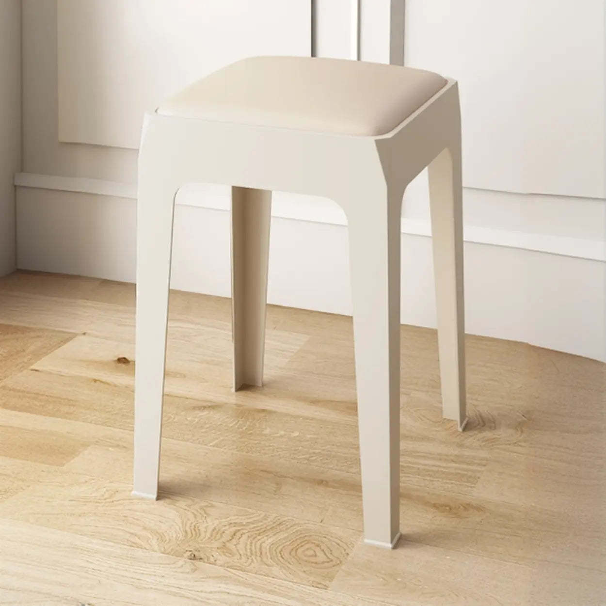 Multicolor Minimalist Square Plastic Backless Stool — Pink / Cushion Not Included