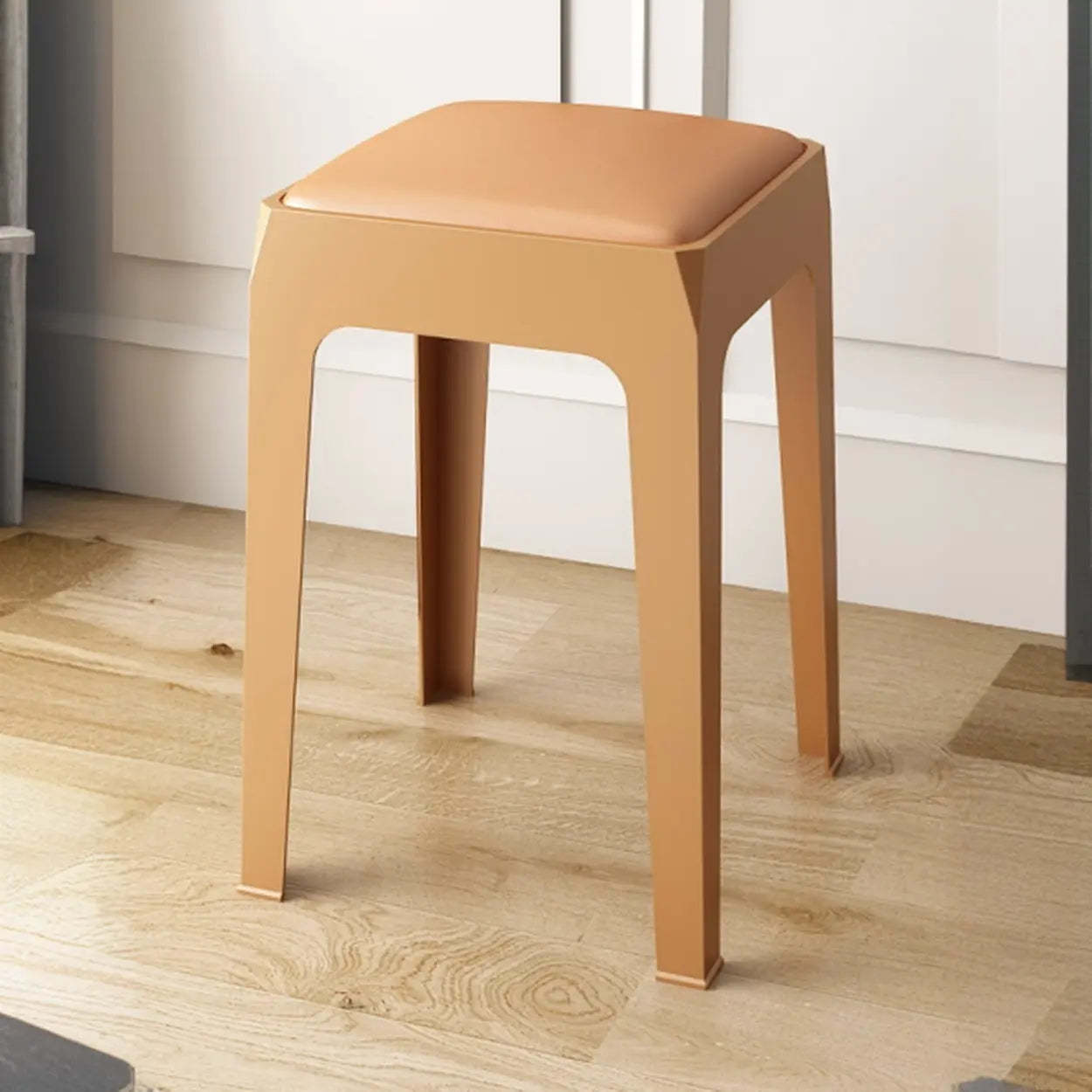 Multicolor Minimalist Square Plastic Backless Stool — Red / Cushion Not Included