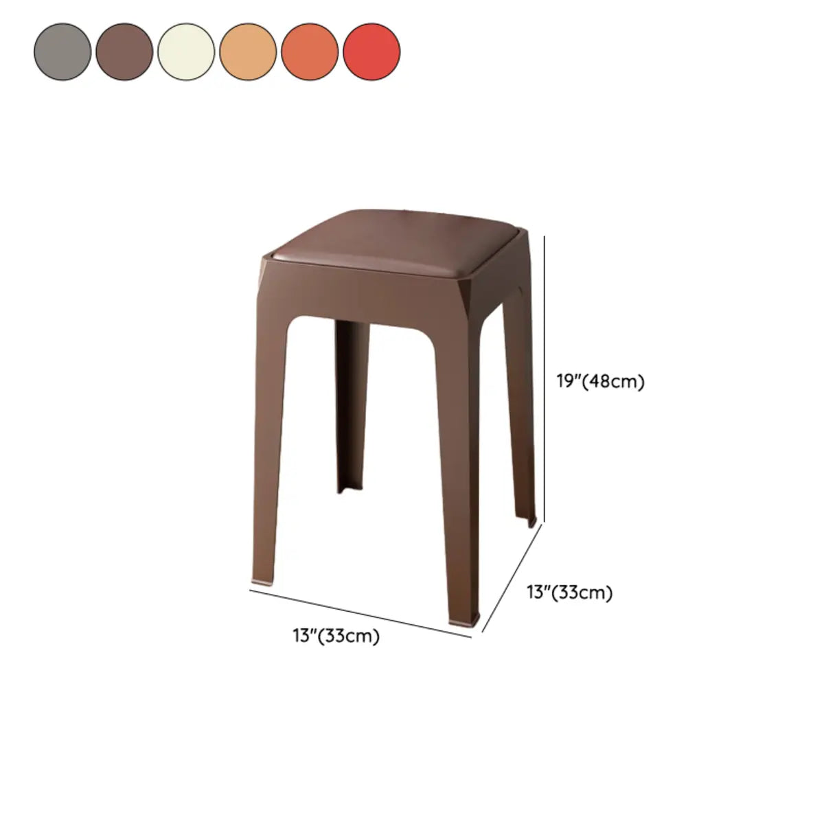 Multicolor Minimalist Square Plastic Backless Stool