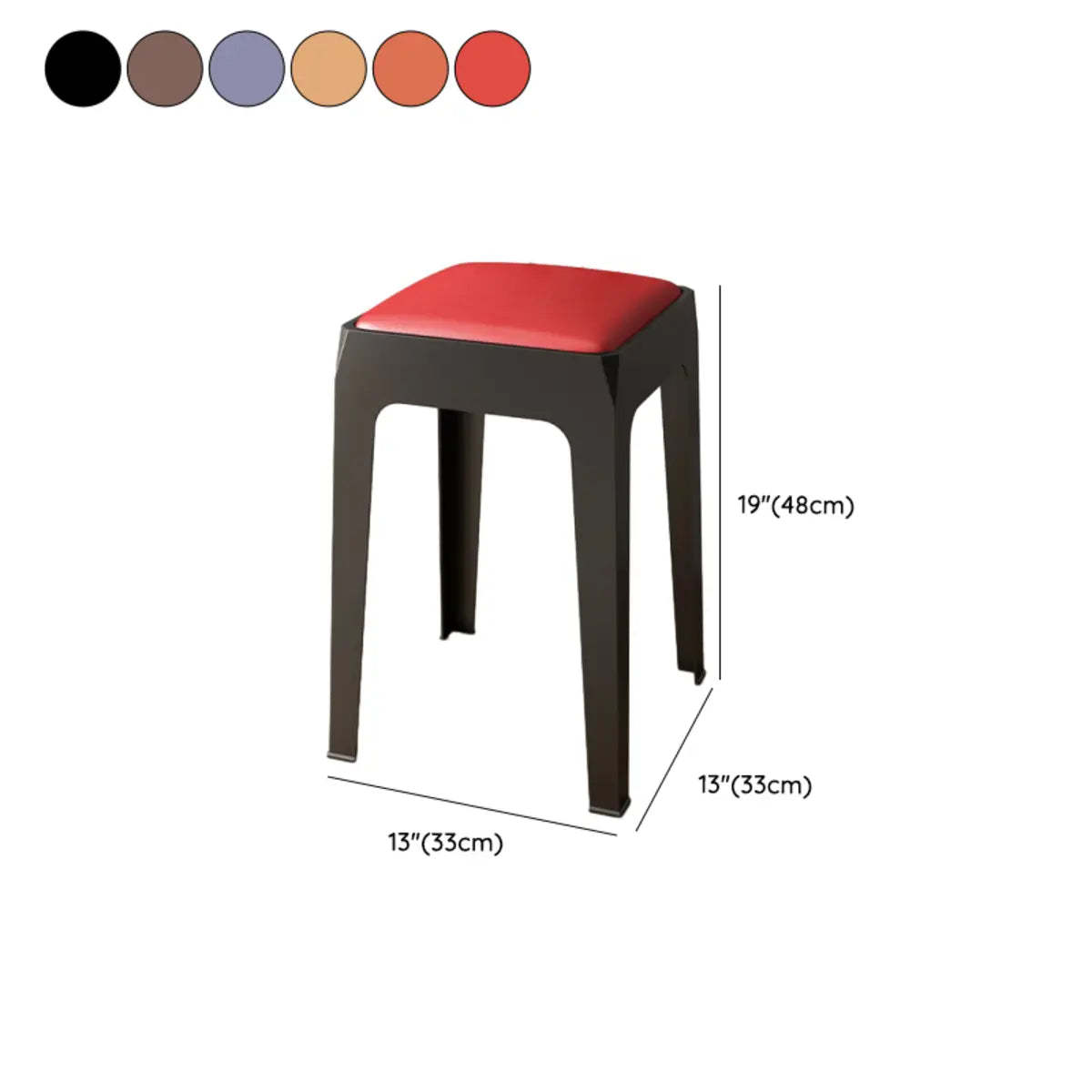 Multicolor Minimalist Square Plastic Backless Stool