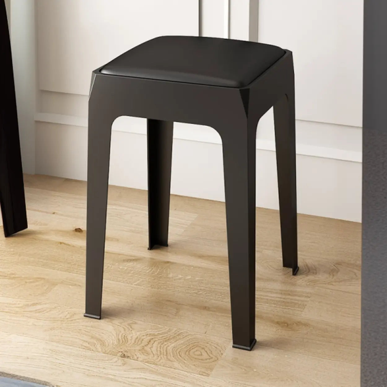 Multicolor Minimalist Square Plastic Backless Stool — Yellow / Cushion Not Included