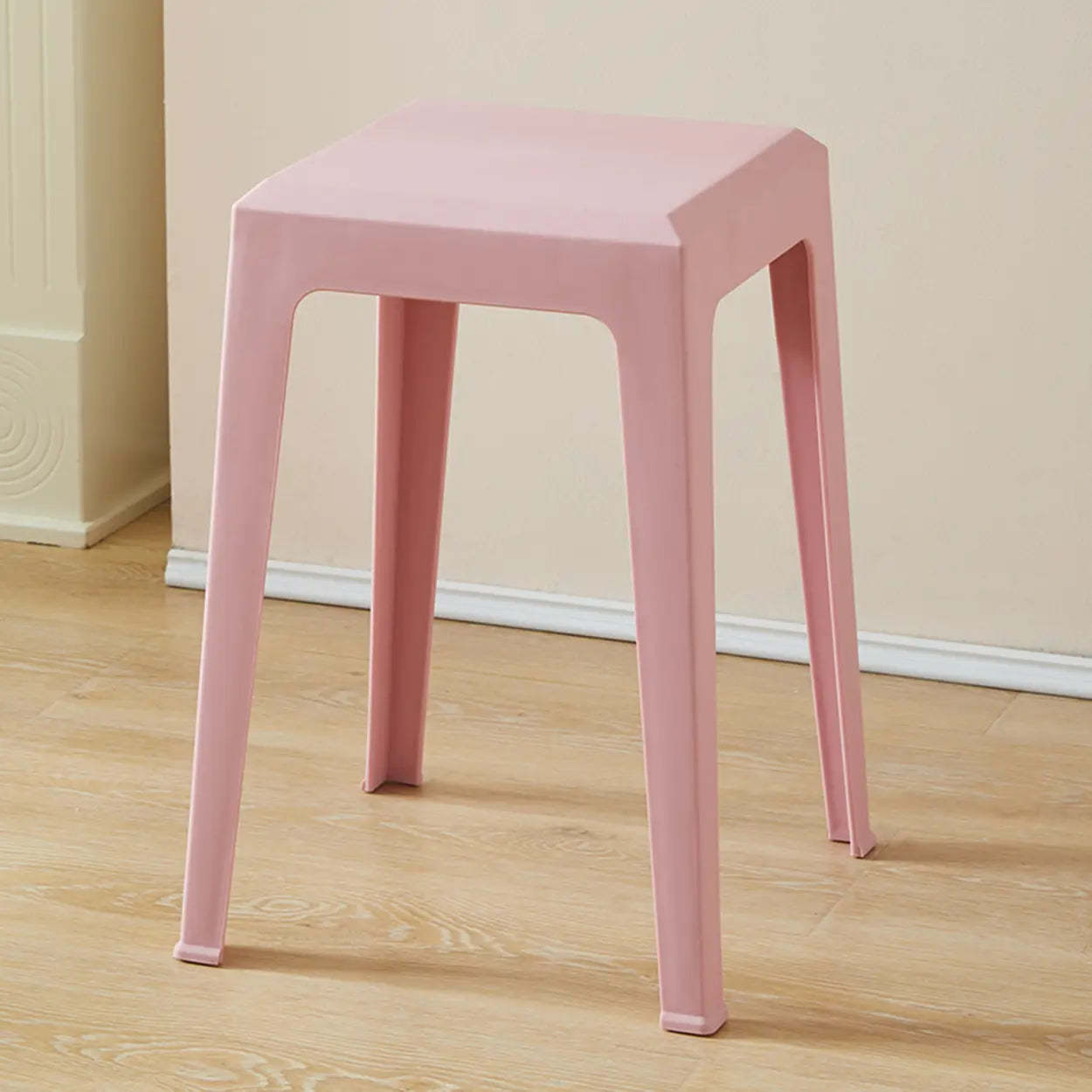 Multicolor Minimalist Square Plastic Backless Stool — Black / Cushion Not Included