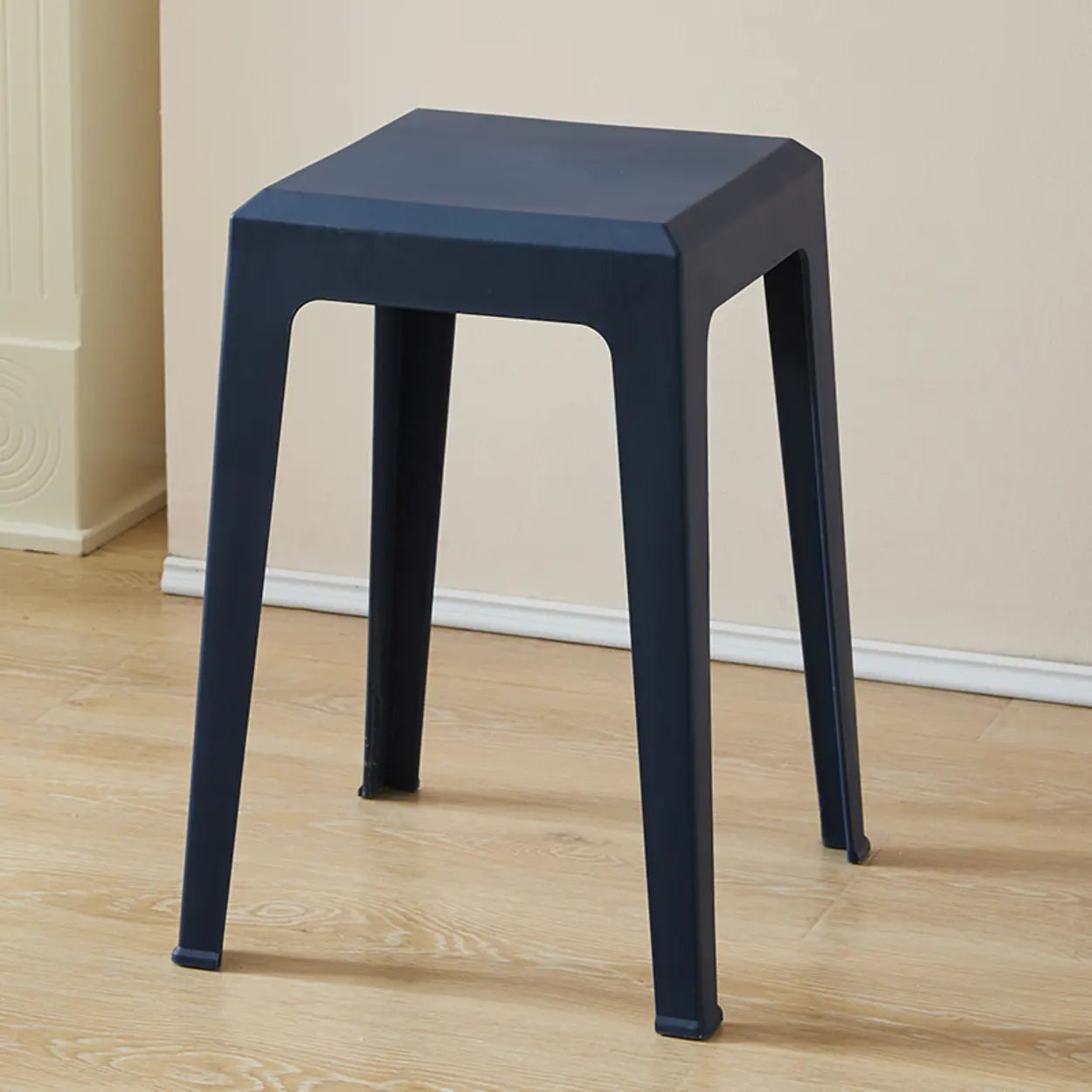 Multicolor Minimalist Square Plastic Backless Stool — Black and Yellow / Cushion Included