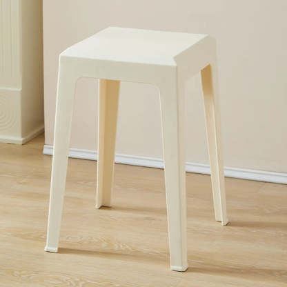Multicolor Minimalist Square Plastic Backless Stool — Blue / Cushion Not Included