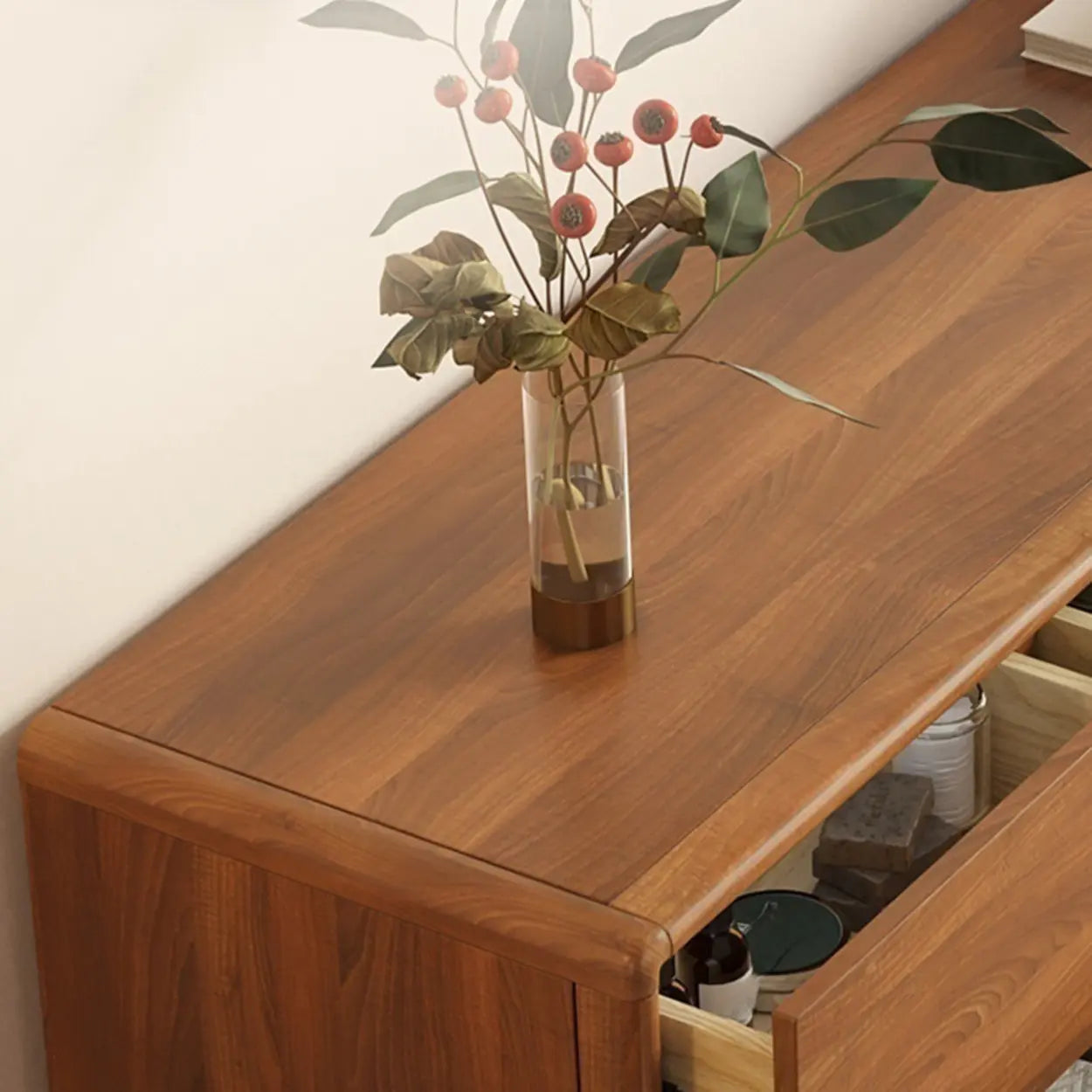 Multifunctional Rectangular Wood Dresser with Drawers