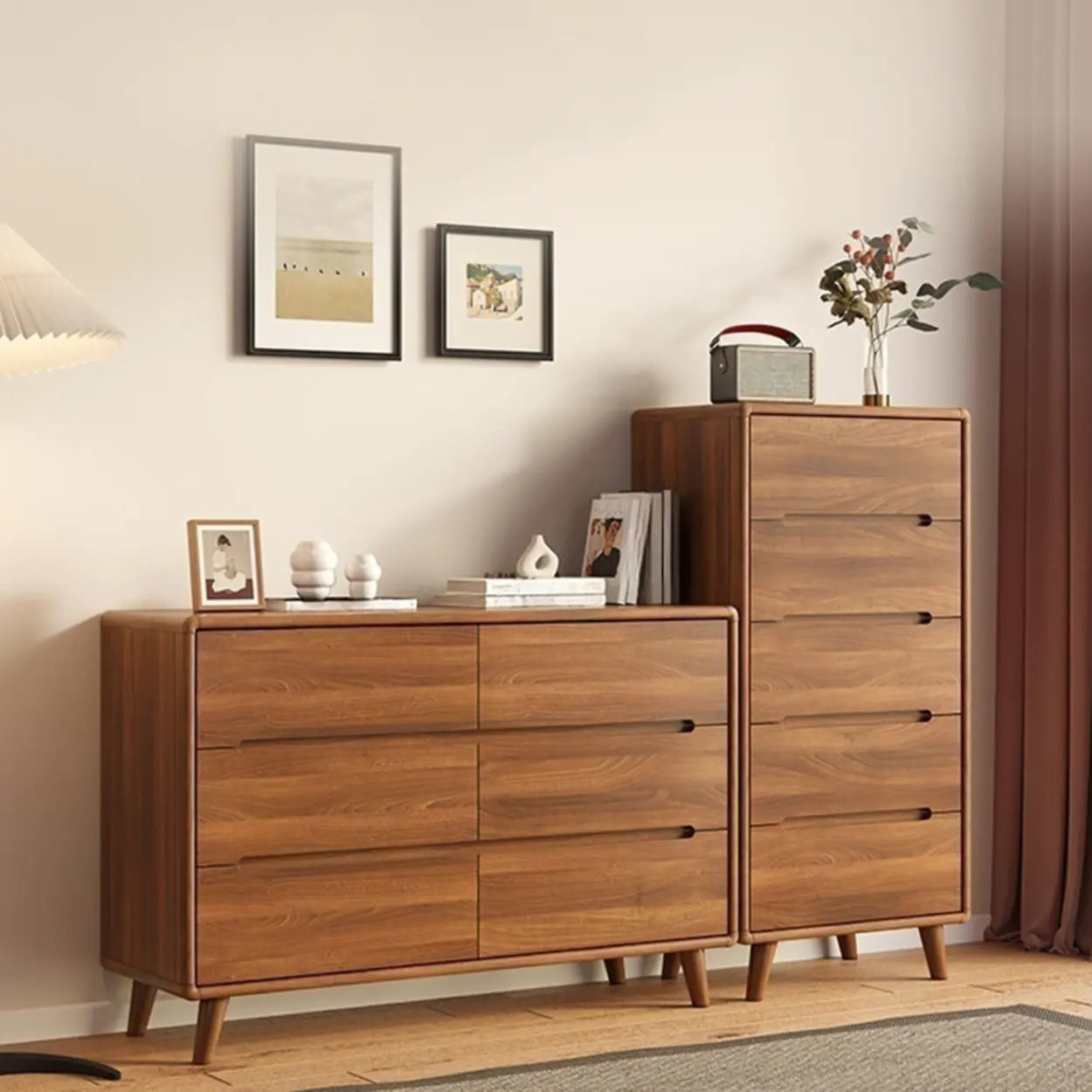 Multifunctional Rectangular Wood Dresser with Drawers