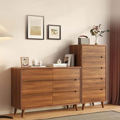 Multifunctional Rectangular Wood Dresser with Drawers