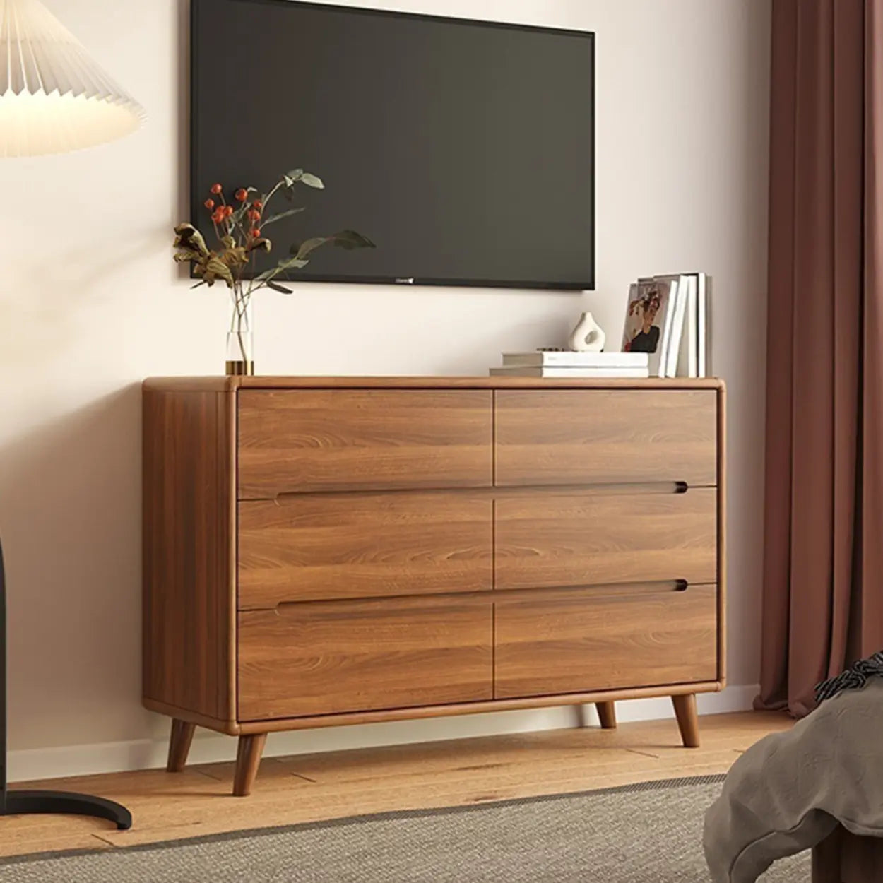 Multifunctional Rectangular Wood Dresser with Drawers