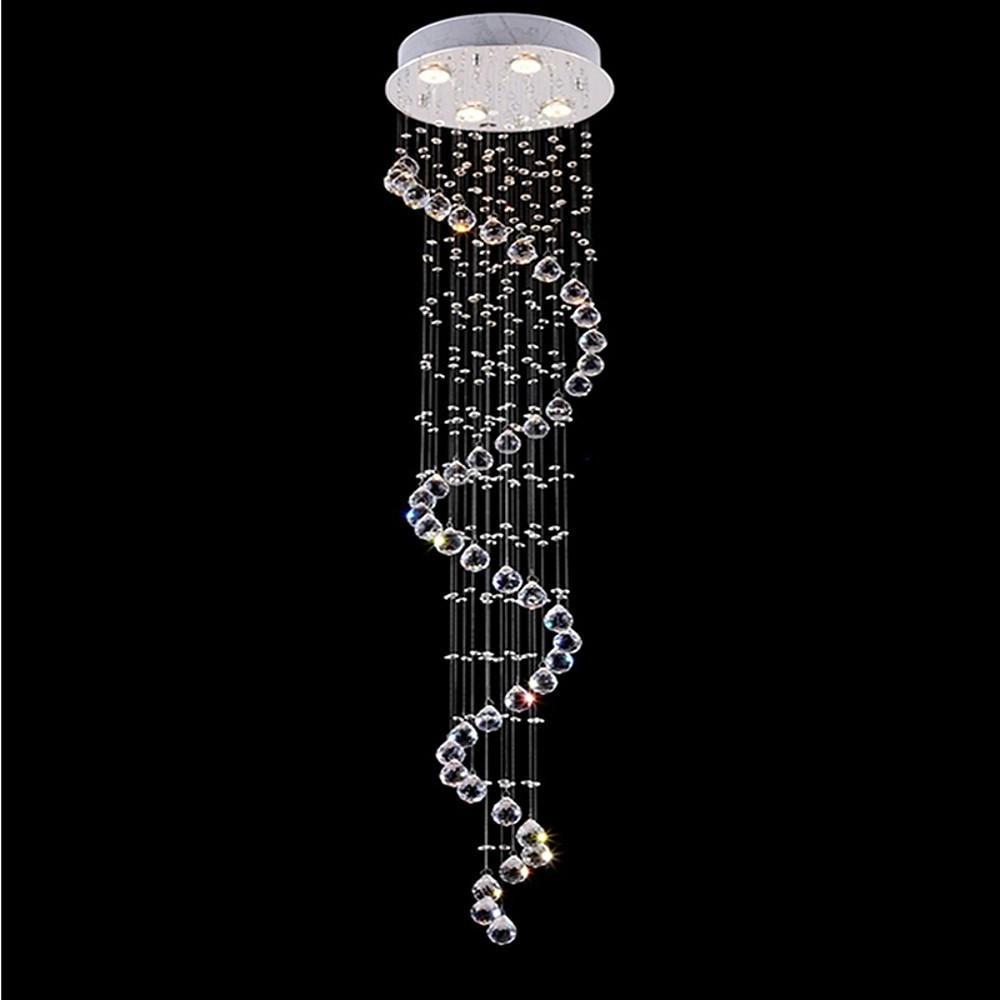Spiraling Modern Chandelier Crystal Electroplated Metal Light Fixtures-Lighom