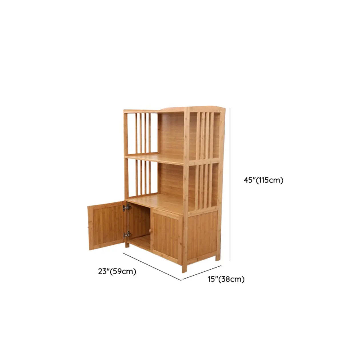 Narrow Bamboo Open Buffet with Shelves and Hutch