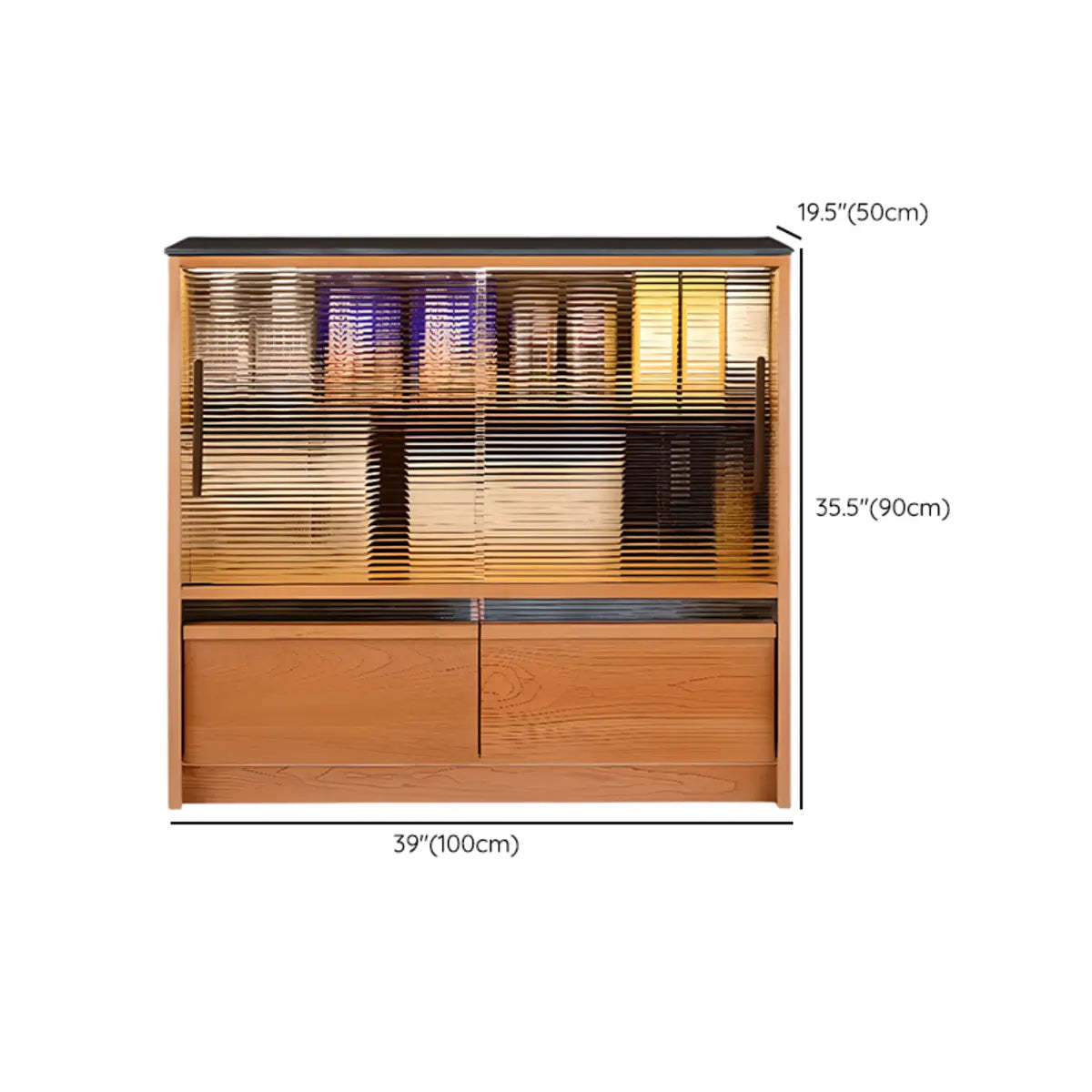 Narrow Natural Oak Buffet with Drawers