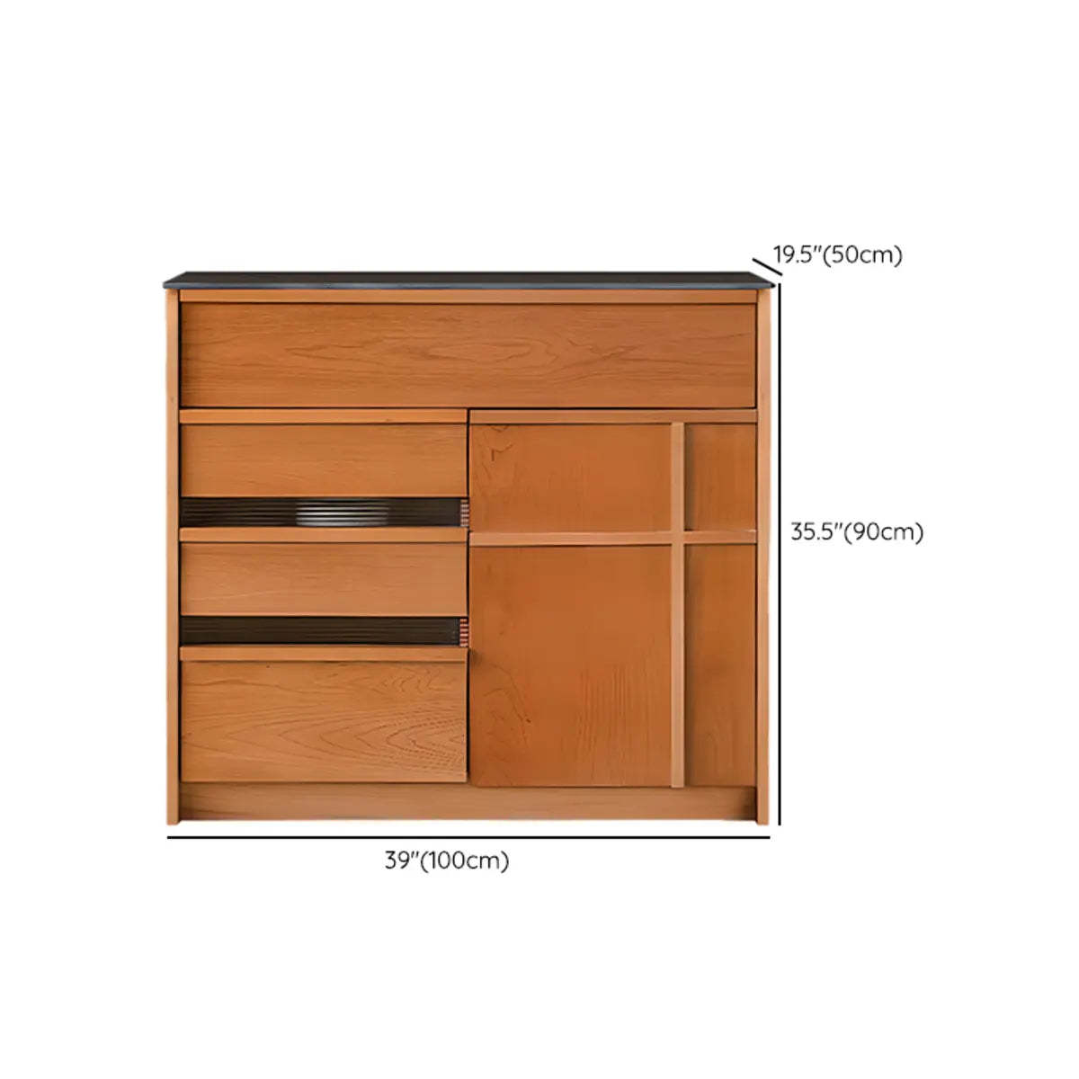 Narrow Natural Oak Buffet with Drawers