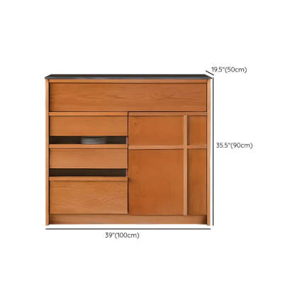 Narrow Natural Oak Buffet with Drawers