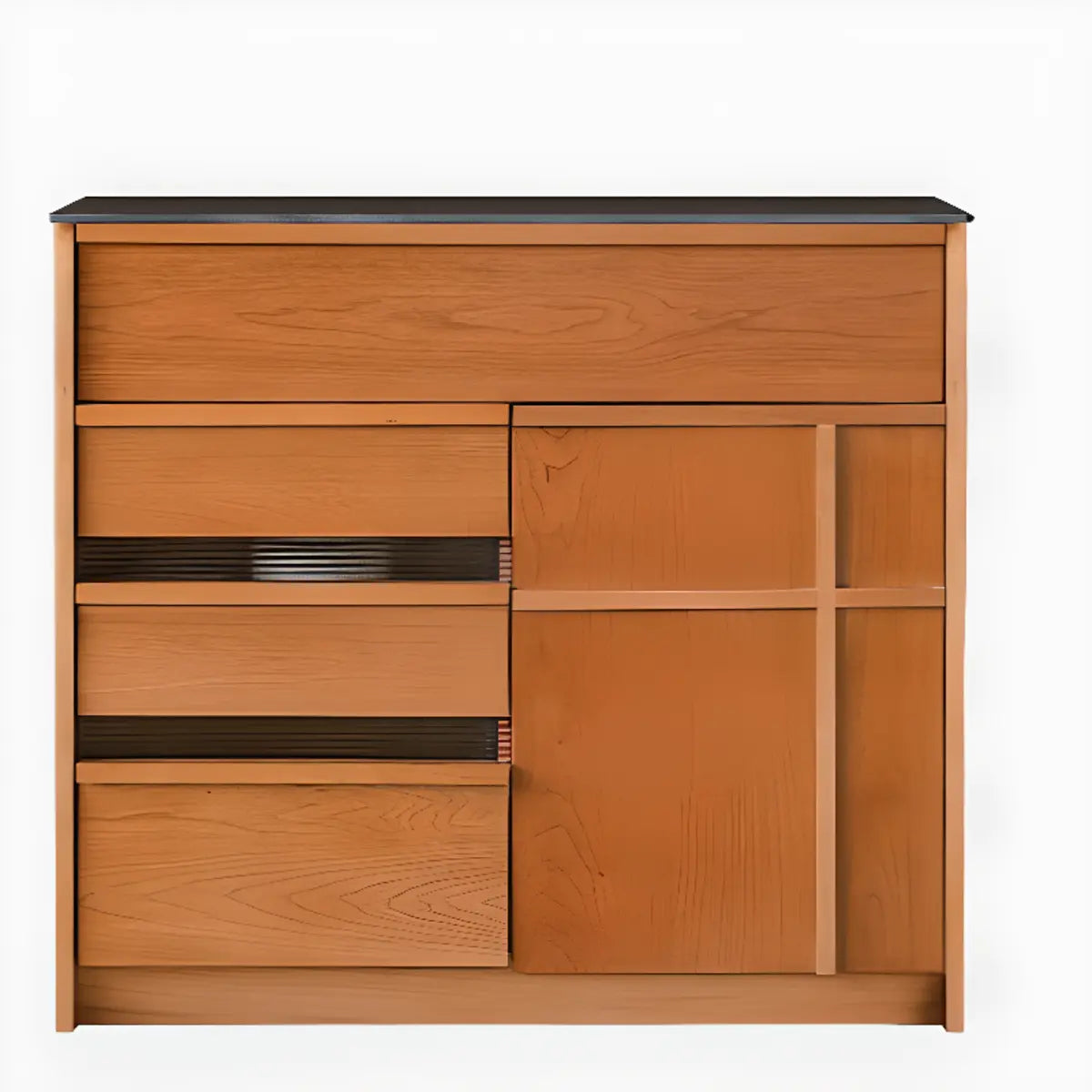 Narrow Natural Oak Buffet with Drawers — Natural