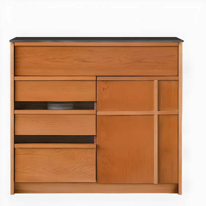 Narrow Natural Oak Buffet with Drawers — Natural