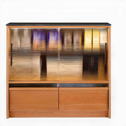 Narrow Natural Oak Buffet with Drawers
