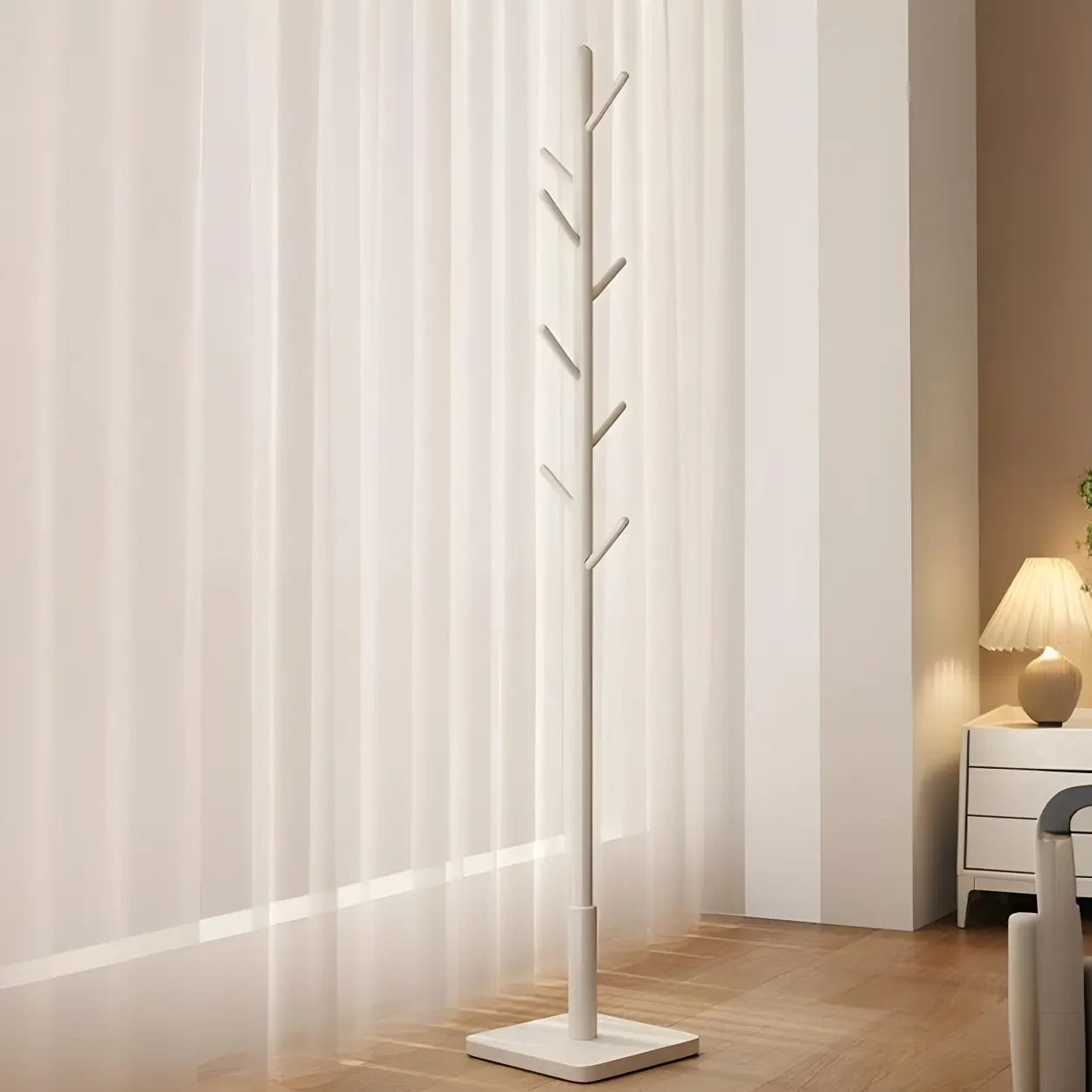 Wood Tree Coat Rack with Storage