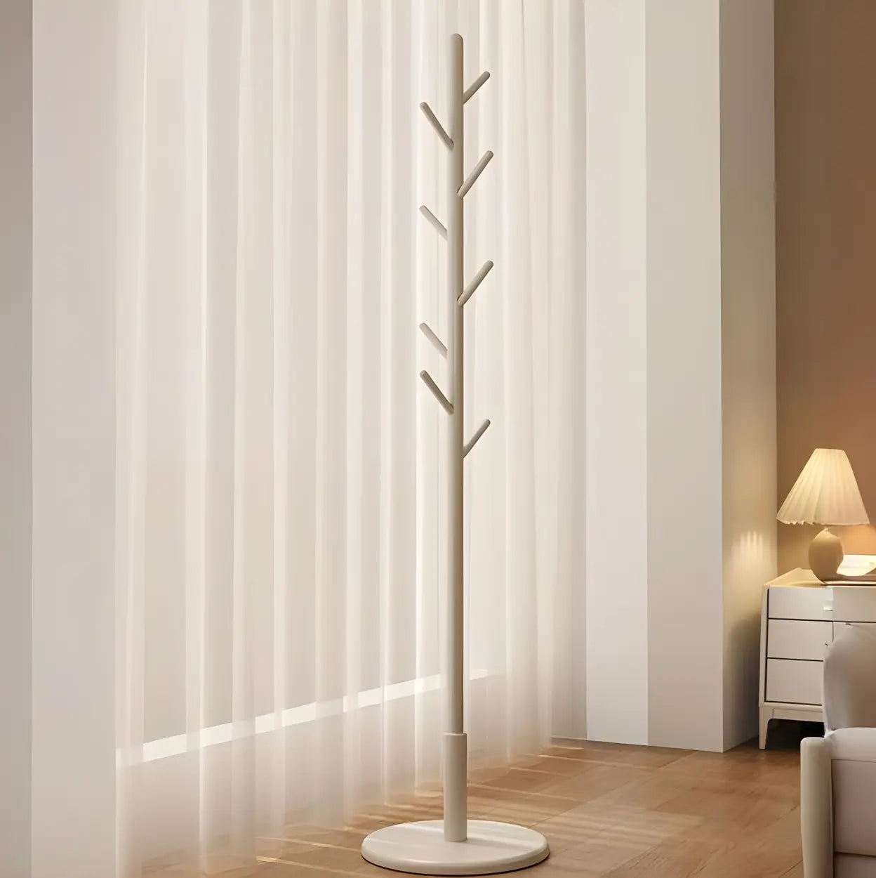 Wood Tree Coat Rack with Storage